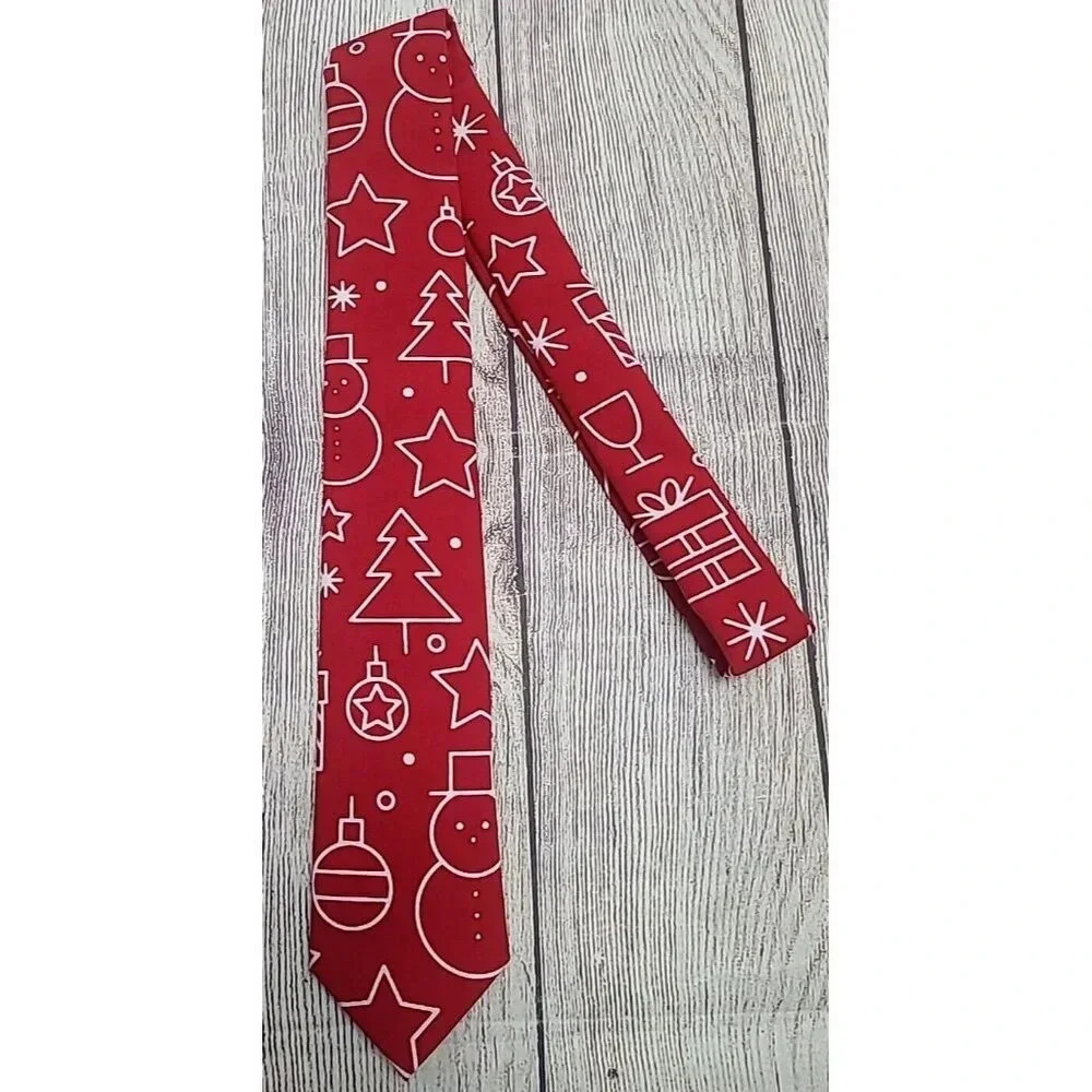 Opposuits Christmas Holiday Classic Pointed Neck Tie Red White 57"